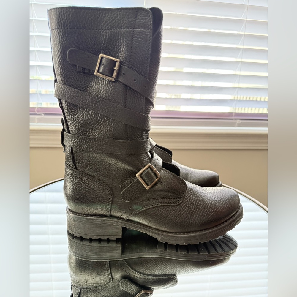 Women’s Steve Madden Black Leather Moto Boots